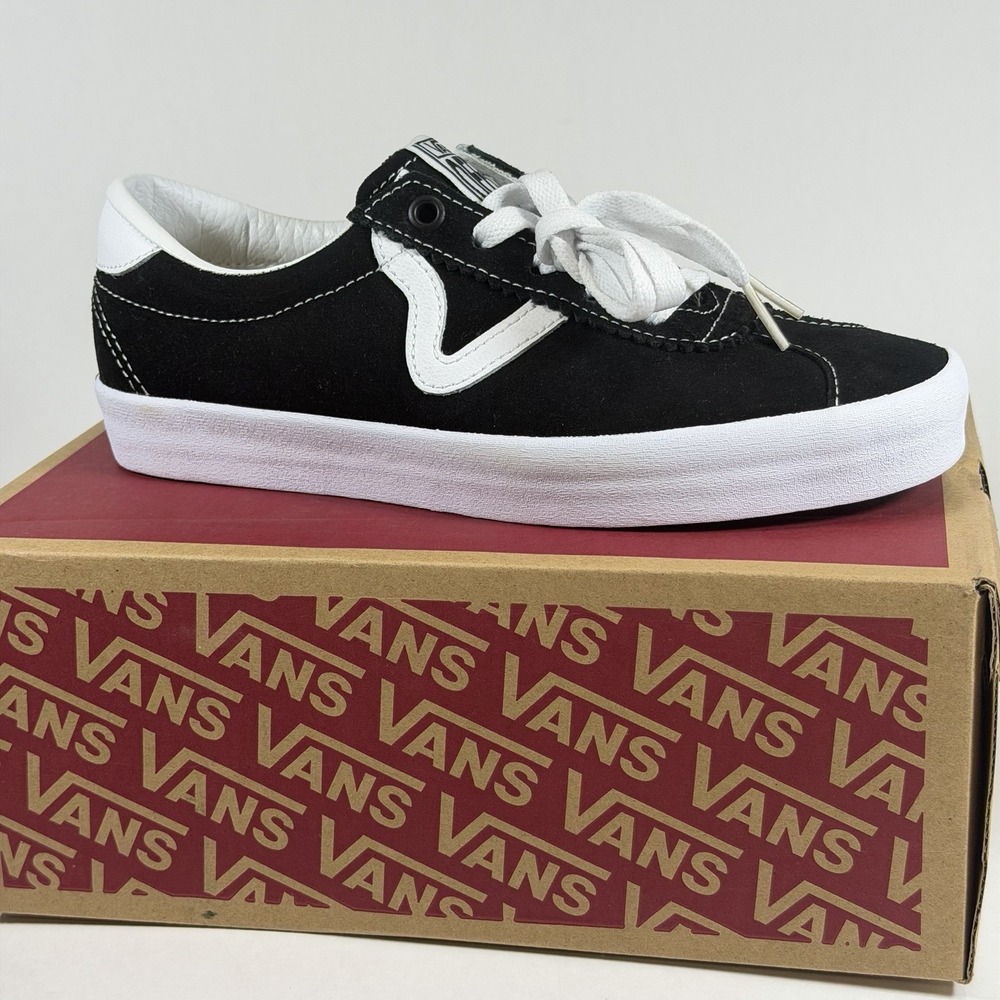 Vans Size-6.5 Womens Unisex Sport Low Skate Sneakers Shoes Black/White Retro - Picture 8 of 9
